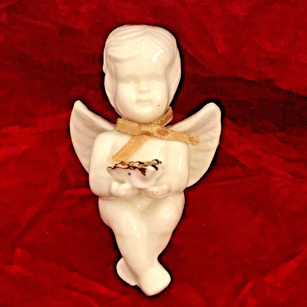 #1041 Ganz porcelain White Sitting angel  3 X 2.5 IN